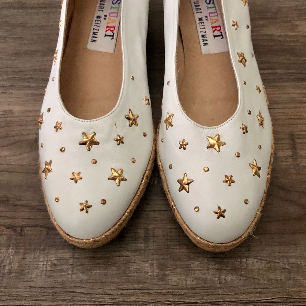 Vintage Stuart Weitzman White Star Wedges - Picture 4 of 11
